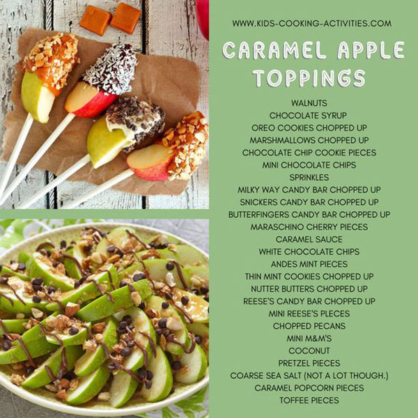 caramel apple recipe and topping list